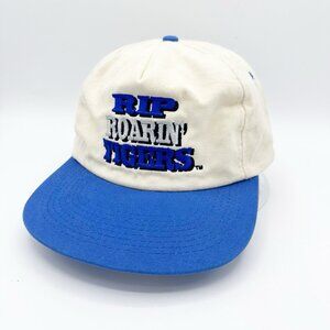 Vintage University of Memphis Hat Mens Rip Roarin Tigers Blue Cream Embroidered
